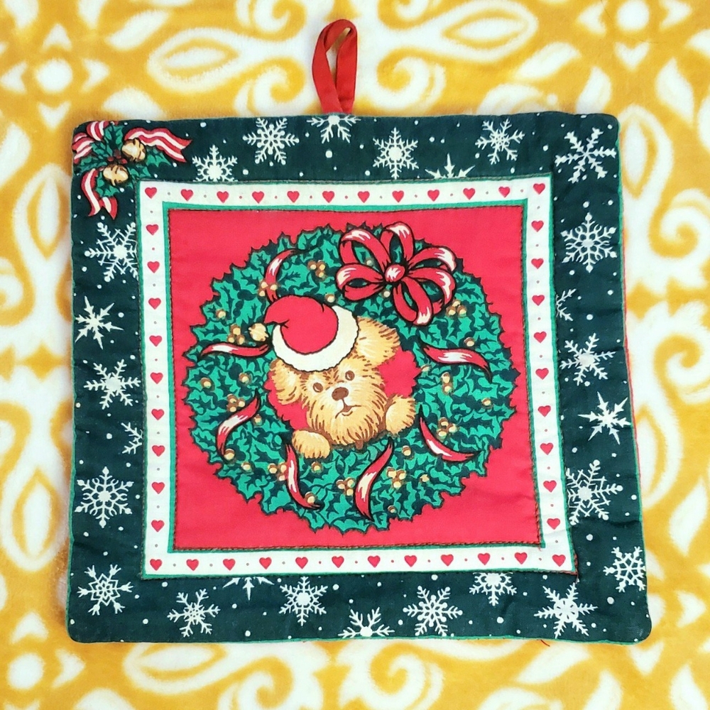 Handmade Vintage Pup Christmas Potholder